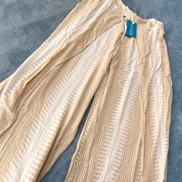 ELAN PANTS WIDE LEG 🌟 Boho Beach Vibe NWT Breezy Lightweight-Tie Front- Size LG - Picture 4 of 6